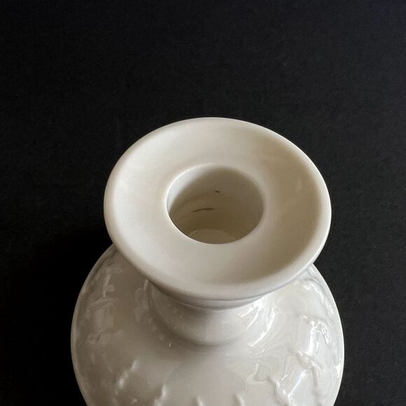 Vtg Lenox Ivory Raised Design Taper Candle Holders Lot of 2 Blue Label 3.25 In - Picture 5 of 6